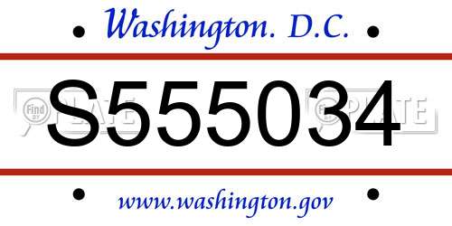 S555034 District Of Columbia License Plate