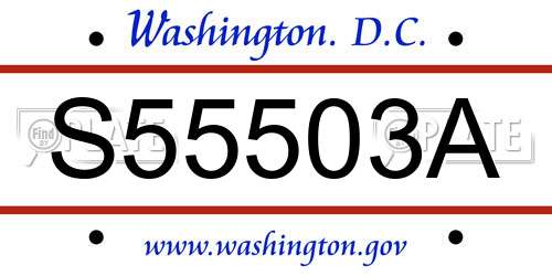 S55503A District Of Columbia License Plate