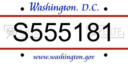 S555181 District Of Columbia License Plate