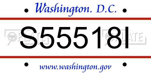 S55518I District Of Columbia License Plate