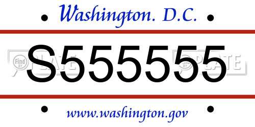 S555555 District Of Columbia License Plate
