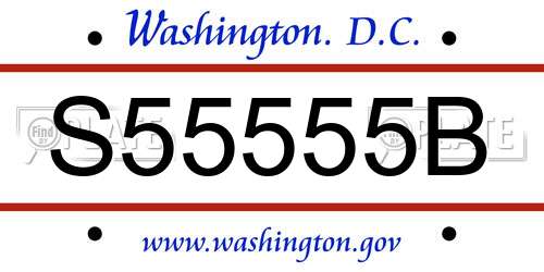 S55555B District Of Columbia License Plate