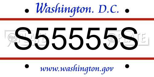 S55555S District Of Columbia License Plate