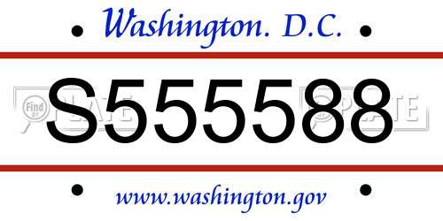 S555588 District Of Columbia License Plate