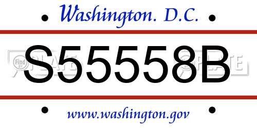 S55558B District Of Columbia License Plate