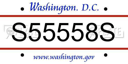 S55558S District Of Columbia License Plate