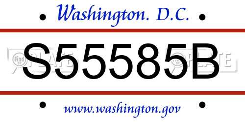 S55585B District Of Columbia License Plate
