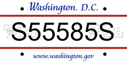 S55585S District Of Columbia License Plate
