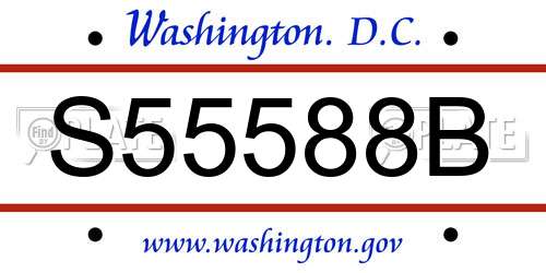S55588B District Of Columbia License Plate
