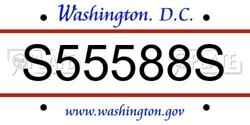 S55588S District Of Columbia License Plate