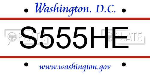 S555HE District Of Columbia License Plate