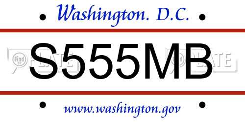 S555MB District Of Columbia License Plate