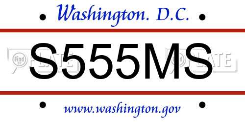 S555MS District Of Columbia License Plate