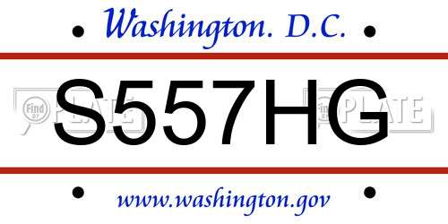 S557HG District Of Columbia License Plate