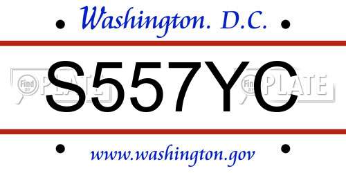 S557YC District Of Columbia License Plate