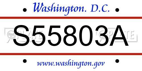 S55803A District Of Columbia License Plate