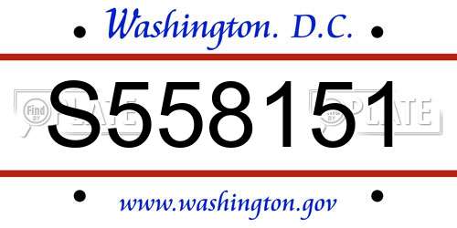 S558151 District Of Columbia License Plate