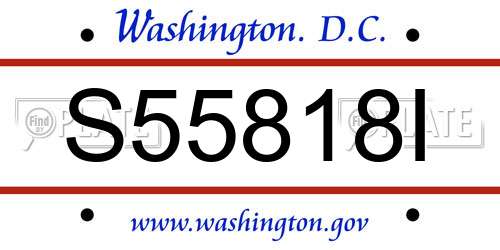 S55818I District Of Columbia License Plate