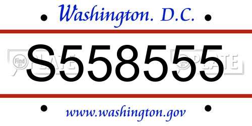S558555 District Of Columbia License Plate
