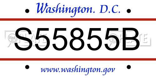 S55855B District Of Columbia License Plate