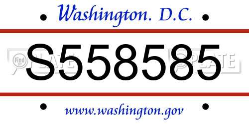 S558585 District Of Columbia License Plate
