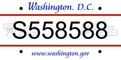 S558588 District Of Columbia License Plate