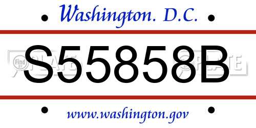 S55858B District Of Columbia License Plate