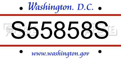 S55858S District Of Columbia License Plate