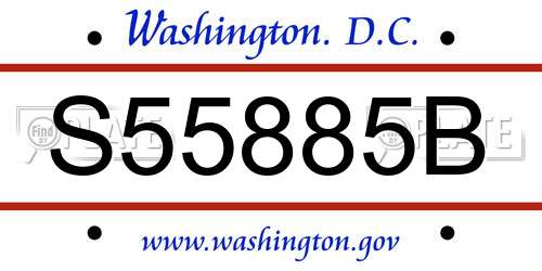 S55885B District Of Columbia License Plate