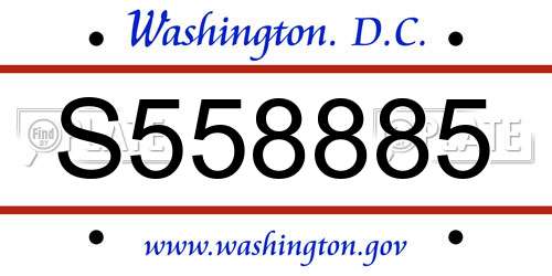 S558885 District Of Columbia License Plate
