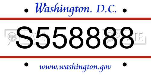 S558888 District Of Columbia License Plate