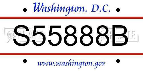 S55888B District Of Columbia License Plate