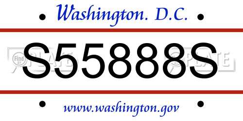 S55888S District Of Columbia License Plate