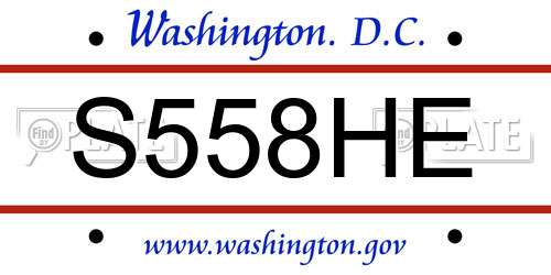 S558HE District Of Columbia License Plate