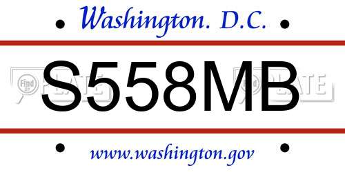 S558MB District Of Columbia License Plate
