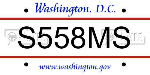 S558MS District Of Columbia License Plate