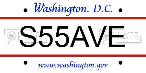 S55AVE District Of Columbia License Plate