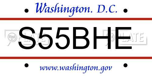S55BHE District Of Columbia License Plate