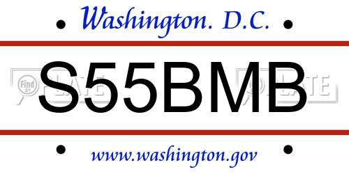 S55BMB District Of Columbia License Plate