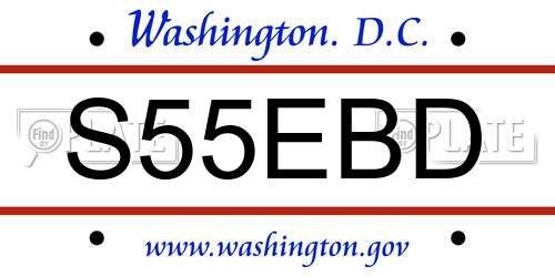 S55EBD District Of Columbia License Plate