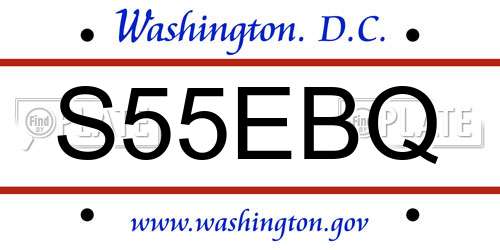 S55EBQ District Of Columbia License Plate