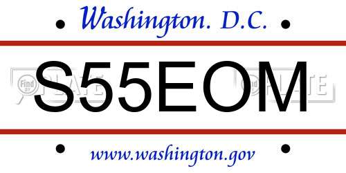 S55EOM District Of Columbia License Plate