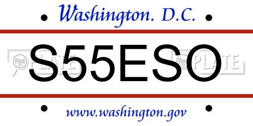 S55ESO District Of Columbia License Plate