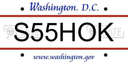 S55HOK District Of Columbia License Plate