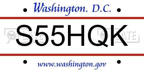 S55HQK District Of Columbia License Plate