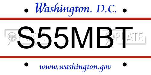 S55MBT District Of Columbia License Plate