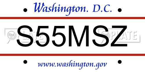 S55MSZ District Of Columbia License Plate
