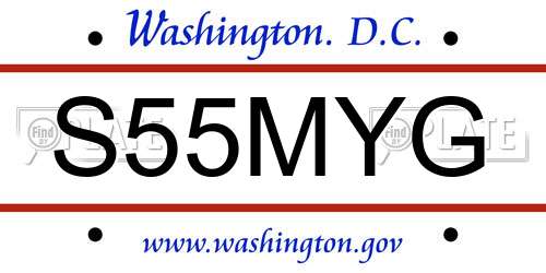 S55MYG District Of Columbia License Plate