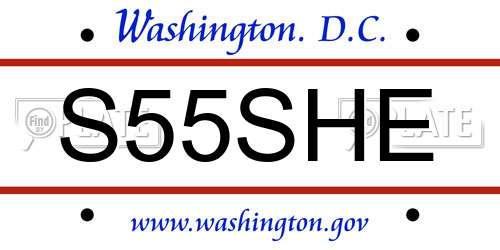 S55SHE District Of Columbia License Plate