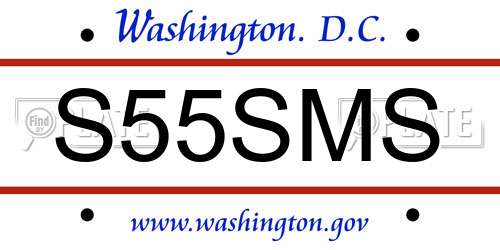 S55SMS District Of Columbia License Plate